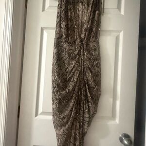 Veronica Beard Strapless Snake Print Dress